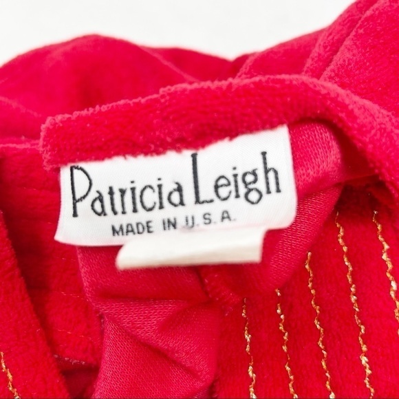 Vintage PATRICIA LEIGH Women’s Red Terry V-Neck Caftan Metallic Stitching USA OS - Picture 7 of 8